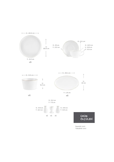 Karaca  Elegance Bone Favaro 38 Parça 6 Kişilik Kahvaltı Takımı Gold