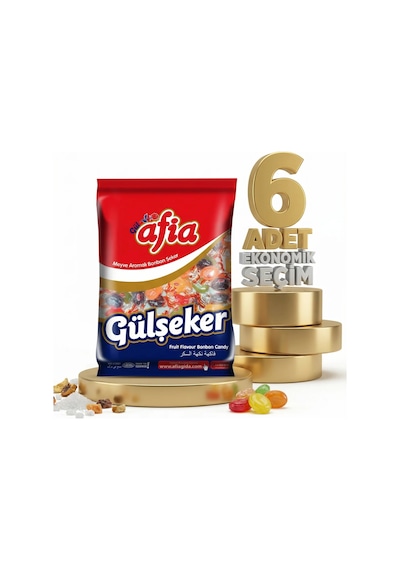 Afia Gülşeker Karışık Meyve Aromalı Şeker 6x175 Gr