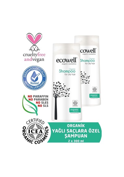 Yağlı Saçlar İçin Organik Şampuan 2'li Set 2 X 300 Ml