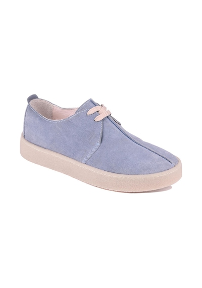 Shoetyle - Mavi Hakiki Süet Bağcıklı Erkek Günlük Ayakkabı 666-21-1257 Mavi