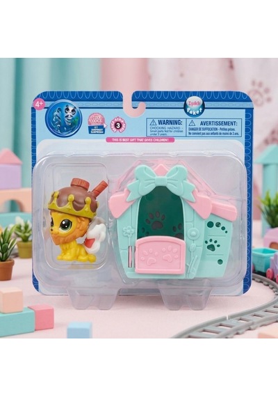4 Parça Pet Shop Minişler Sevimli Klübeli Işıklı Toplu Prens Aslan Kostümlü Figür Oyuncak