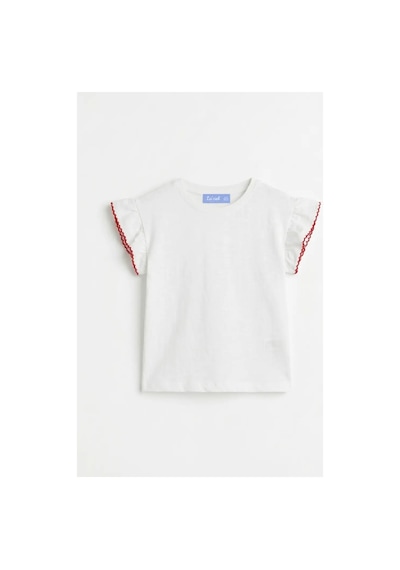 Poala Kids Fırfır Kol Tshirt Beyaz