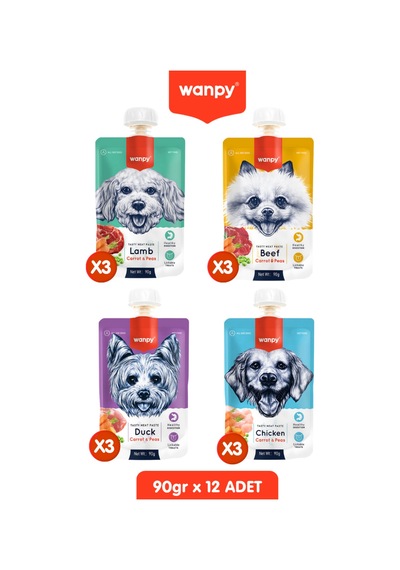 12 Adet Karma Taze Köpek Ezmesi Köpek Ödülü 90 Gr. X 12 Adet