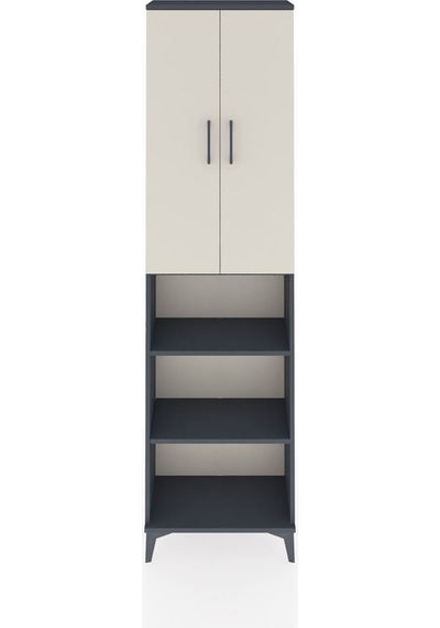 Arges Dolap 3 Raflı 2 Kapaklı Tek Askılı 60x30x221 Antrasit-aytaşı Antrasit