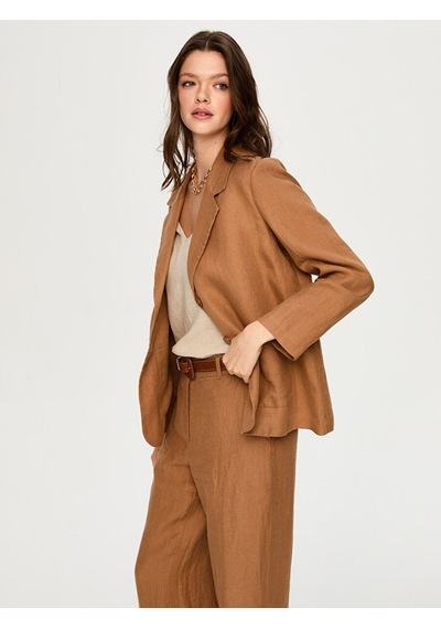 %100 Keten Astarsız Blazer Ceket S26ckt015 Us26ckt01535 Camel
