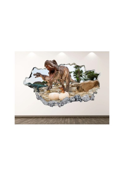 Vahşi Dinozorlar Full Hd Baskı 3d Modern Duvar Sticker