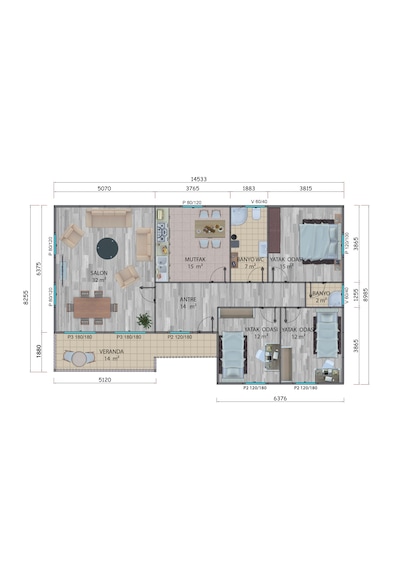 123 M2 Prefabrik Ev