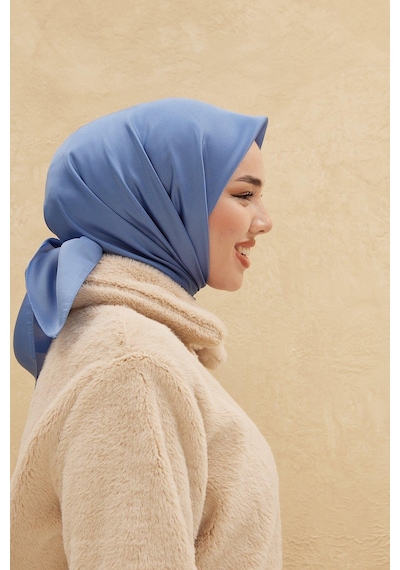 Silk Home Düz Shiny Eşarp - Kot Mavi - Kot Mavi