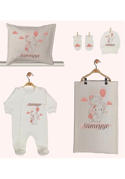 Pia Baby Gl 1941-02 İsme Özel Beşli Tulum Set Krem