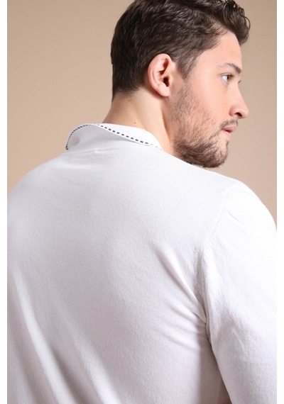 Ferraro Beyaz Polo Yaka Fermuarlı Erkek Pamuk Triko T-Shirt-Beyaz (417942828) Beyaz