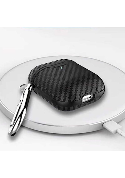 Apple AirPods Uyumlu Kılıf Zore Airbag 04 Silikon Siyah