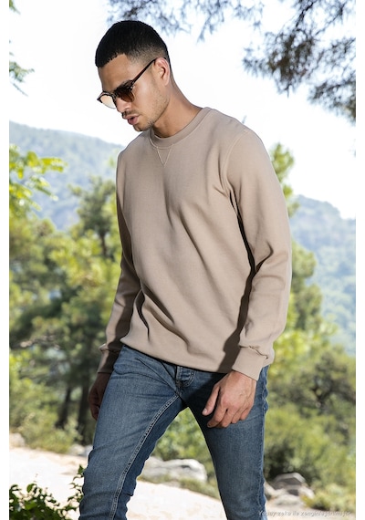 Buratti Pamuklu Relaxed Fit Bisiklet Yaka Erkek Sweat 5905453 Vizon