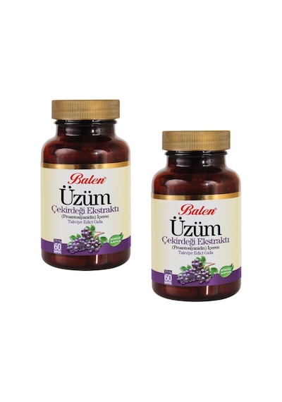 2 Adet - Balen Üzüm Çekirdeği Ekstraktı Kapsül 60 Kapsül X 375 MG