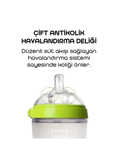 Bezos Antikolik Silikon Biberon 250 Ml 3-6 Ay Yeşil Renk: Yeşil Nıda