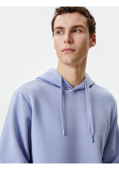 Koton Kapşonlu Sweatshirt Kanguru Cep Detaylı Uzun Kollu Lila 4wam70239mk Lila