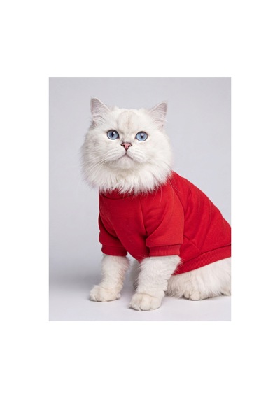 Kiki Kiraz Detaylı Kırmızı Kedi Polar Sweatshirt