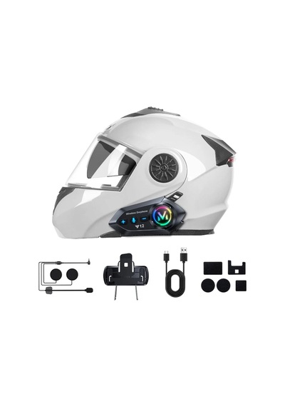 Blic Y12 Motosiklet Kask Intercom Bluetooth 5.4 Kulaklık Işıklı, Su Geçirmez, Mikrofonlu Müzik Ve Telefon Görüşme