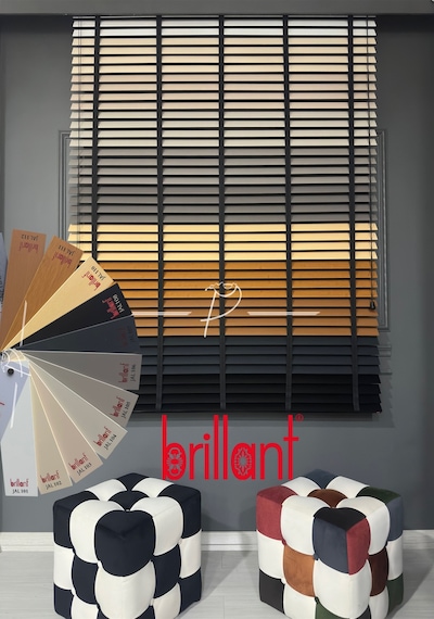 Brillant Ahşap 50 Mm Jaluzi Perde %100 Doğal Ahşap Ekru