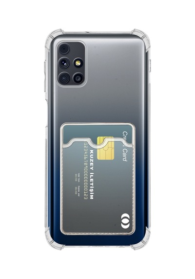 Samsung Galaxy M31s İle Uyumlu Kapak Kamera Korumalı Kartlıklı Darbe Emici Şeffaf Silikon Kılıf