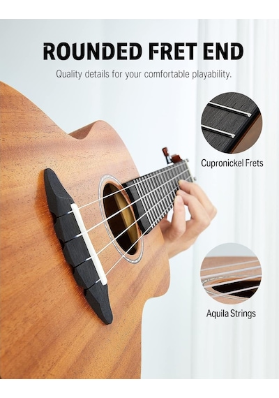 Donner Maun Tenor Ukulele Professional Tenor Ukelele Başlancıç Seti Natural