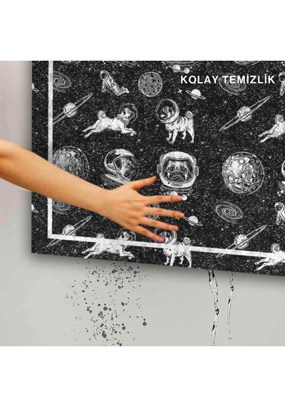 Tasarımlı Dekoratif Kapı Önü Paspas, Dış Mekan/ev İçi/banyo/mutfak/yatak Odası/giriş Paspasları Black Space Çok Renkli
