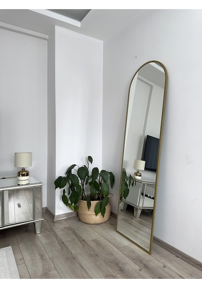 Effe Gold Metal Çerçeveli 180x50 Cm Oval Boy Aynası