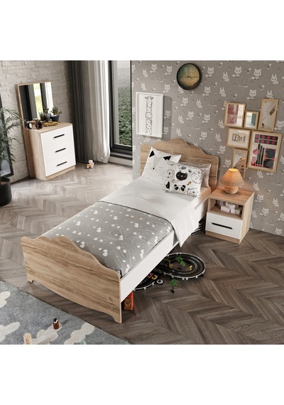 Ildır Tek Kişilik Karyola Tamamı Mdflam 90x190 Flora Beyaz Ildır Tek Kişilik Karyola Tamamı Mdflam 90x190 Flora Beyaz