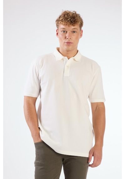 Dufy Beyaz Polo Yaka Pamuklu Düz Renk Slim Fit Erkek T-shirt Beyaz