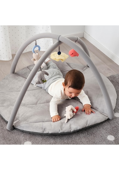 Oyuncaklı Bebek Oyun Halısı 90x49 Cm Meridyendukkan Gri Renk Aktivite-bebek Jimnastiği Oyun Halısı