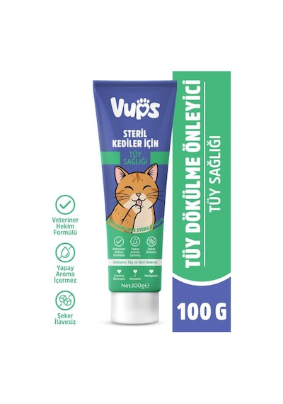 Vups Tüy Dökülme Engelleyici Kedi Malt Macunu 100 Gr