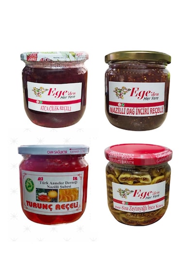Nazilli Gurme 4'lü El Yapımı Organik Reçel Tadım Paketi 4x480gr