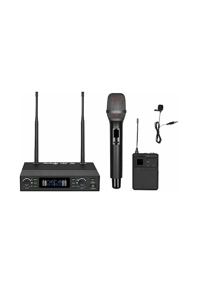 Ten, Profesyonel Uhf Kablosuz Mikrofon Seti El Ve Yaka Mikrofon 100 Kanal Lcd Ekranlı Sahne Ve Organizasyon Mikrofonu