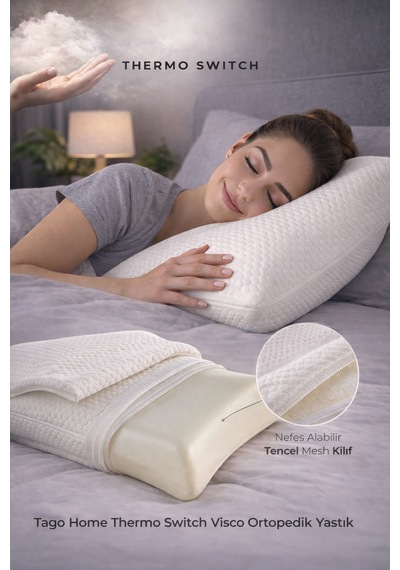 Tago Home Thermo Switch Visco Ortopedik Yastık 60x40x15 Cm Beyaz
