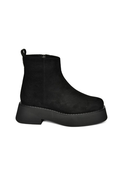 Fox Shoes R820190202 Siyah Süet Kalın Tabanlı Kadın Bot Siyah