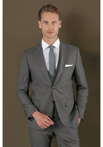 Efor Tk 873 Slim Fit Koyu Gri Klasik Takım Elbise Gri