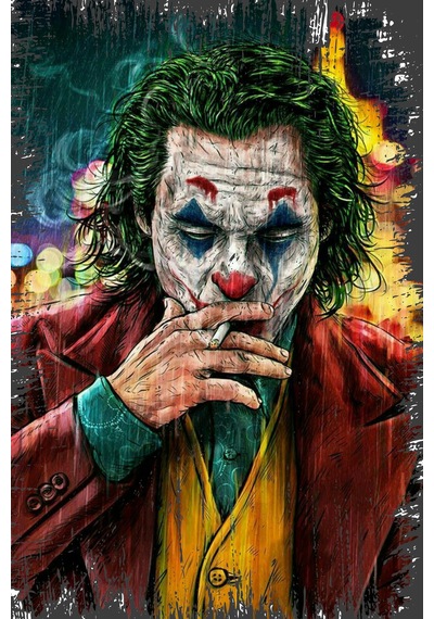 Joker Tasarımlı Ahşap Poster Renkli - 645087603 Renkli