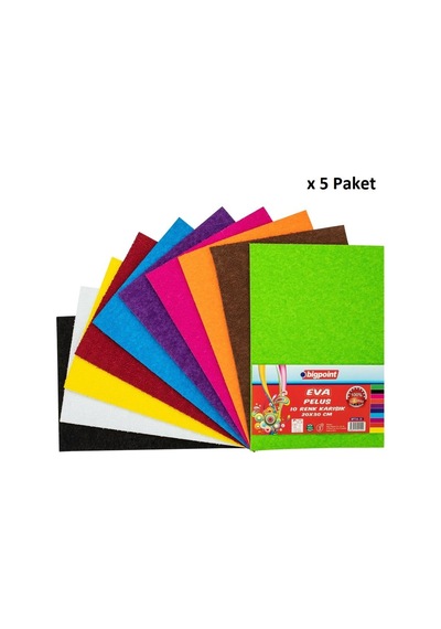 Bigpoint Peluş Eva 20x30cm Karışık 10 Renk X 5 Paket