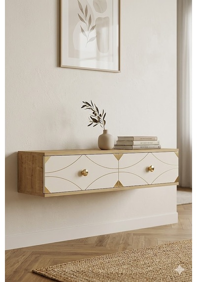 Tda1297dbg Alfa Dresuar , Antre Hol Rafı Safirmeşe-beyaz-gold 120cm