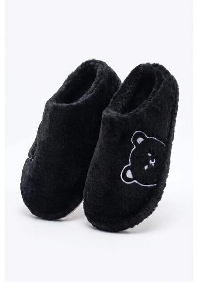 Stwenn 2'li Karma Erkek Kadın Avantajlı Paket Peluş Ev Terliği Kapalı Burun Arkası Açık Sıcak Rahat Panduf 2 Li Ayıcık Terlik