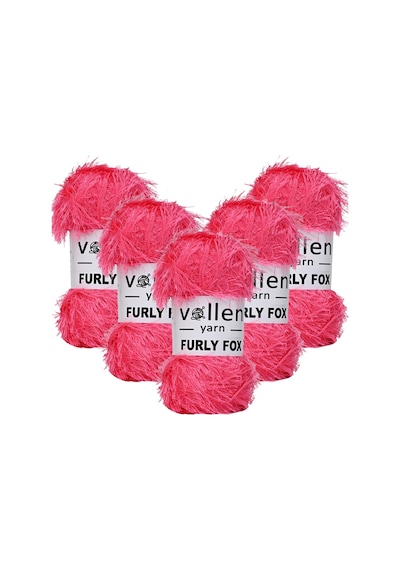 5 Adet Furly Fox El Örgü Ipi Hırka Kazak Ipliği,tuylu Ip,pelus Ip,sakalli Ip,,paspas Ipi, Pembe