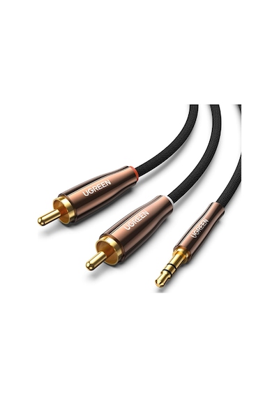 Ugreen 3.5mm To 2 Male Rca Kablo Stereo Audio Adaptör Örgülü Kablo Hi-fi Sound Auxiliary Rca Y Splitter, 2m, 80847