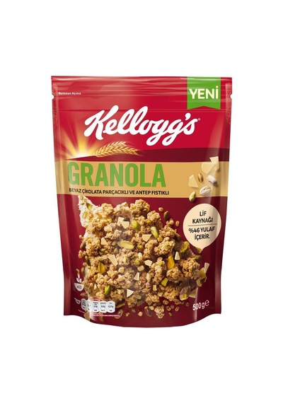 Kellogg's Antep Fıstıklı ve Beyaz Çikolata Parçacıklı Granola 5 x 500 G