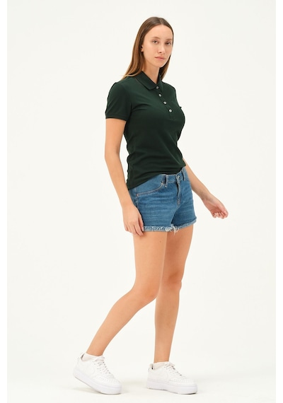 Msw Kadın Kısa Kollu Regular Fit Polo Yaka T-shirt Nefti