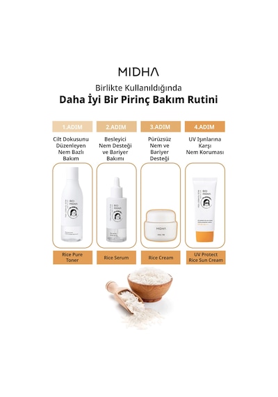 Pirinç Özü İçeren Cilt Bariyerini Destekleyen Yoğun Nemlendirici & Aydınlatıcı Krem Mıdha Rice Cream