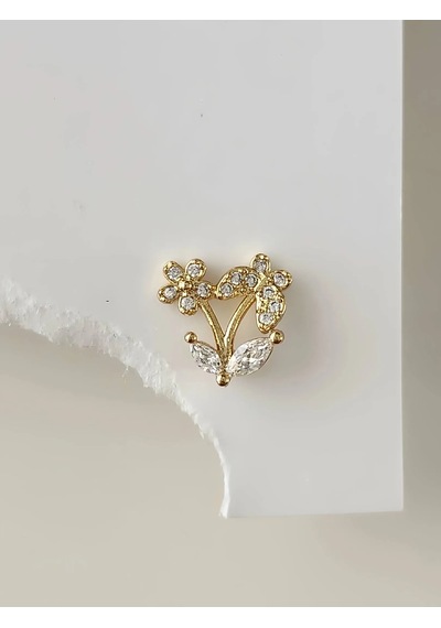Kelebek Çiçek Yıldız Model Kıkırdak Piercing Tragus Helix Altın Gold Renk Küpe Gold
