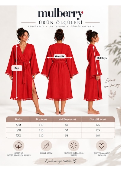 Bohemia Müslin Kimono Bornoz Püskül Detaylı Yırtmaçlı Spa & Plaj Kimonosu Siyah