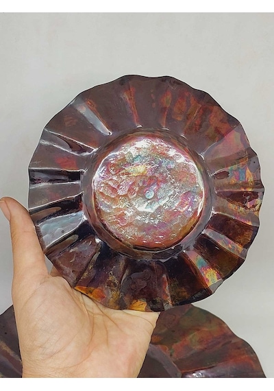 Dekoratif Otantik El Yapımı Bakır Tabak Küçük Boy