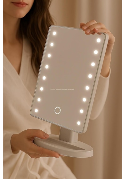 Led Işıklı Makyaj Aynası Dokunmatik 3 Işık Modlu Ayarlanabilir Oynar Başlıklı Masa Üstü Ayna Be