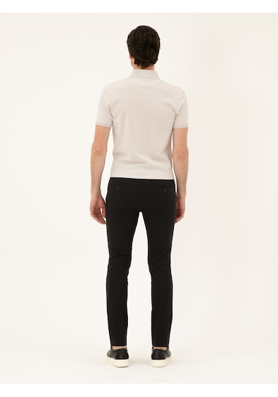 Cacharel Siyah Slim Fit Beli Bağcıklı Pantolon