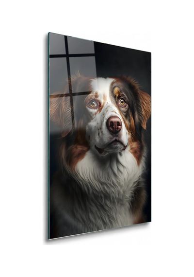 Sadık Köpek Portresi Çerçevesiz Cam Tablo